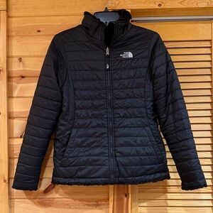The North Face Girl’s Reversible Quilted & Fuzzy Black Puffer Jacket